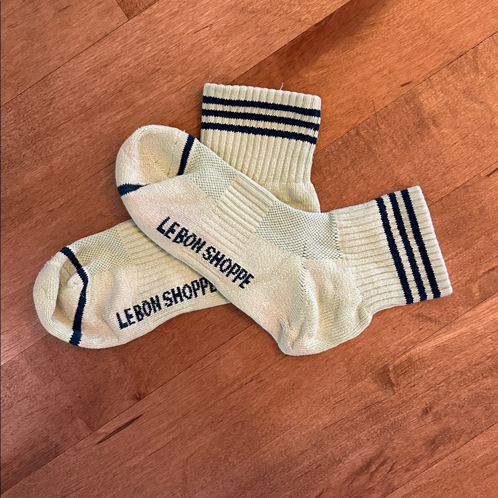 Le Bon Shoppe Light Green and Blue Striped Socks